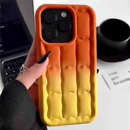 Cute Gradient Lattice Bread Pattern Phone Case for iPhone 14 Pro, 13, 12 Pro Max, and 11 - Touchy Style .