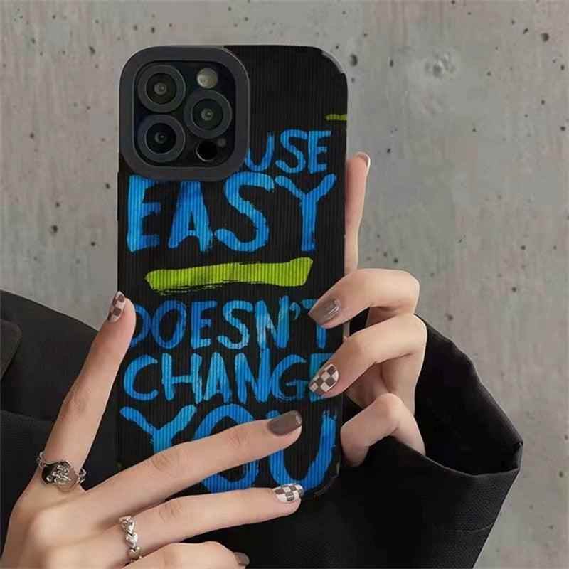 Cute Graffiti Blue Letter Phone Case for iPhone 11, 12, 13, 14 Pro Max, XR, Xs, 7, 8 Plus, SE, and 6 - Touchy Style