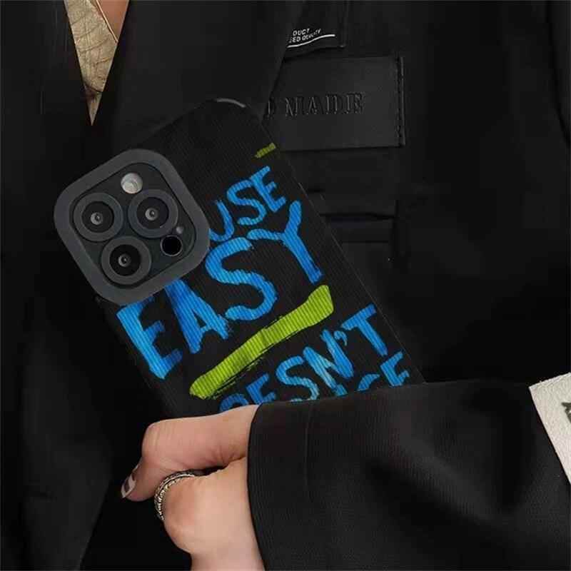 Cute Graffiti Blue Letter Phone Case for iPhone 11, 12, 13, 14 Pro Max, XR, Xs, 7, 8 Plus, SE, and 6 - Touchy Style .