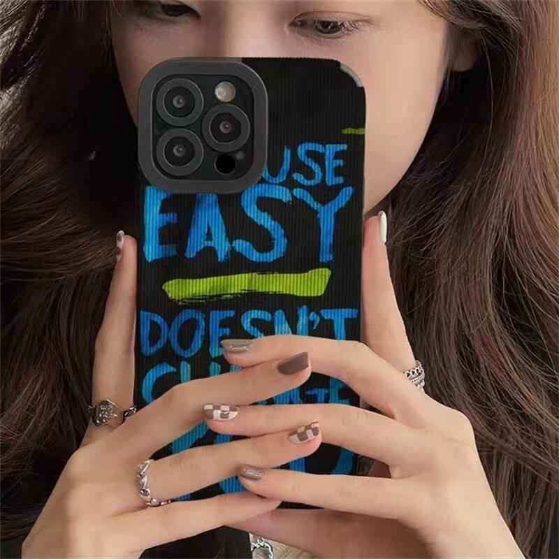 Cute Graffiti Blue Letter Phone Case for iPhone 11, 12, 13, 14 Pro Max, XR, Xs, 7, 8 Plus, SE, and 6 - Touchy Style .