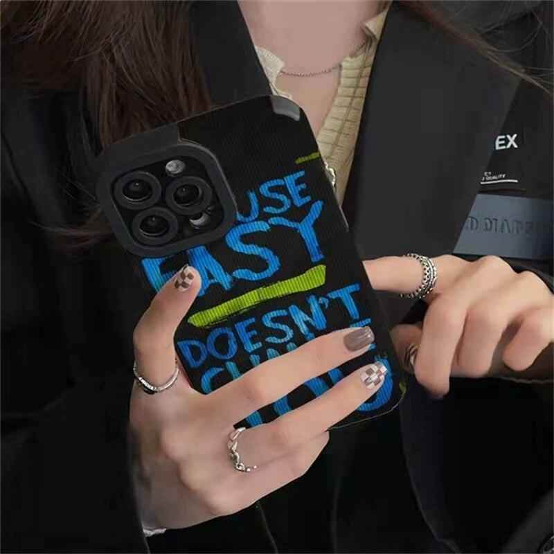 Cute Graffiti Blue Letter Phone Case for iPhone 11, 12, 13, 14 Pro Max, XR, Xs, 7, 8 Plus, SE, and 6 - Touchy Style .