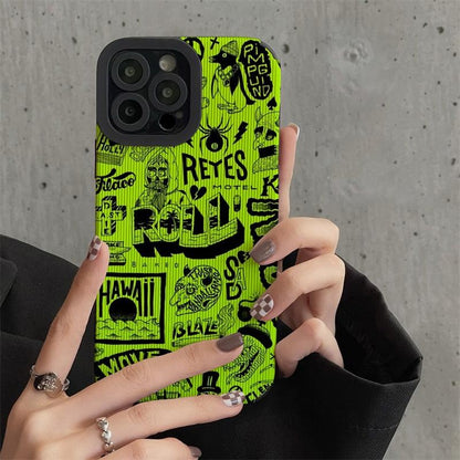 Cute Graffiti Fashion Phone Case - Soft Cover for iPhone 14, 13, 12, 11 Pro Max, XR, X, XS Max, 6, 7, 8 Plus - Touchy Style .