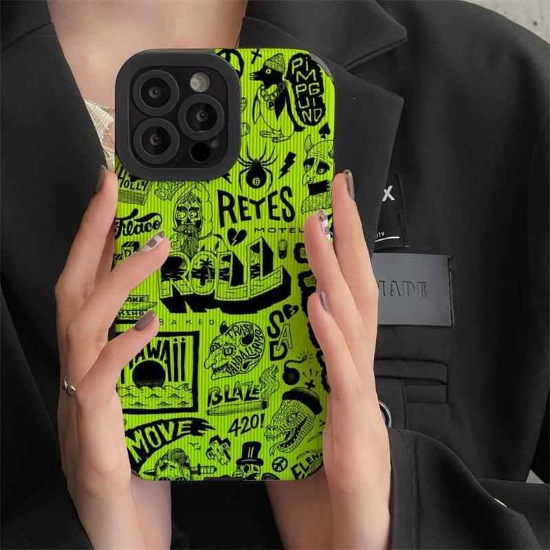 Cute Graffiti Fashion Phone Case - Soft Cover for iPhone 14, 13, 12, 11 Pro Max, XR, X, XS Max, 6, 7, 8 Plus - Touchy Style .