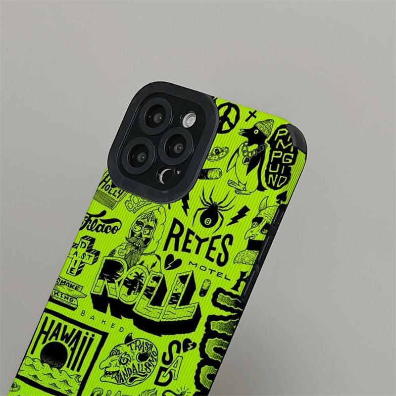 Cute Graffiti Fashion Phone Case - Soft Cover for iPhone 14, 13, 12, 11 Pro Max, XR, X, XS Max, 6, 7, 8 Plus - Touchy Style .