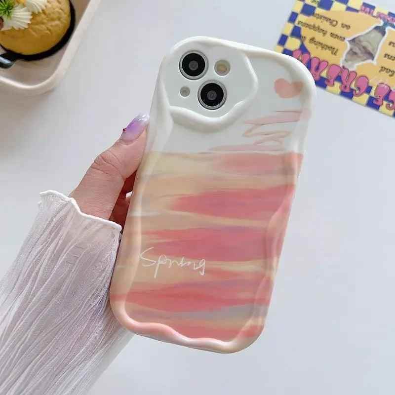 Cute Graffiti Soft Wave Phone Case for iPhone 11, 12, 13, 14, 15 Pro Max - Touchy Style .