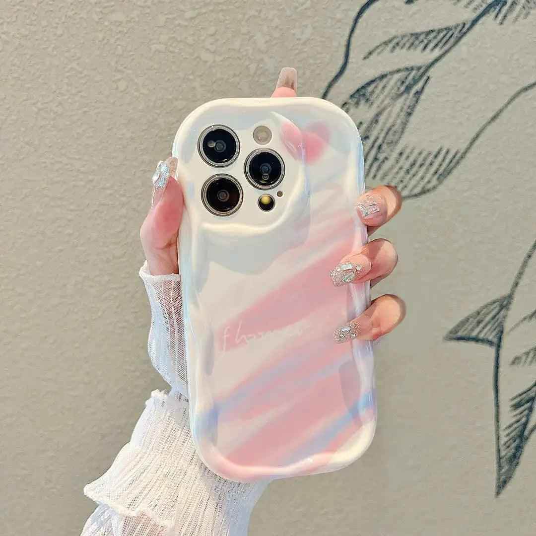 Cute Graffiti Soft Wave Phone Case for iPhone 11, 12, 13, 14, 15 Pro Max - Touchy Style .