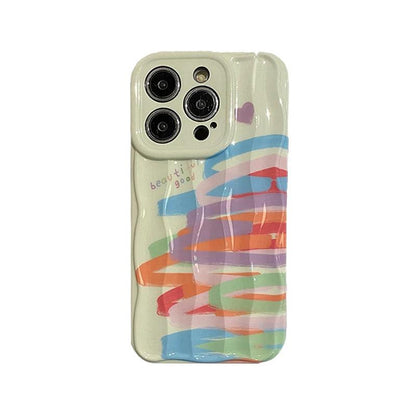 Cute Graffiti Soft Wave Phone Case for iPhone 11, 12, 13, 14, 15 Pro Max - Touchy Style .