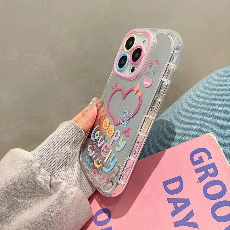 Cute Heart Mirror Phone Case for iPhone 11, 12, 13, 14, 15 Pro Max - Touchy Style .