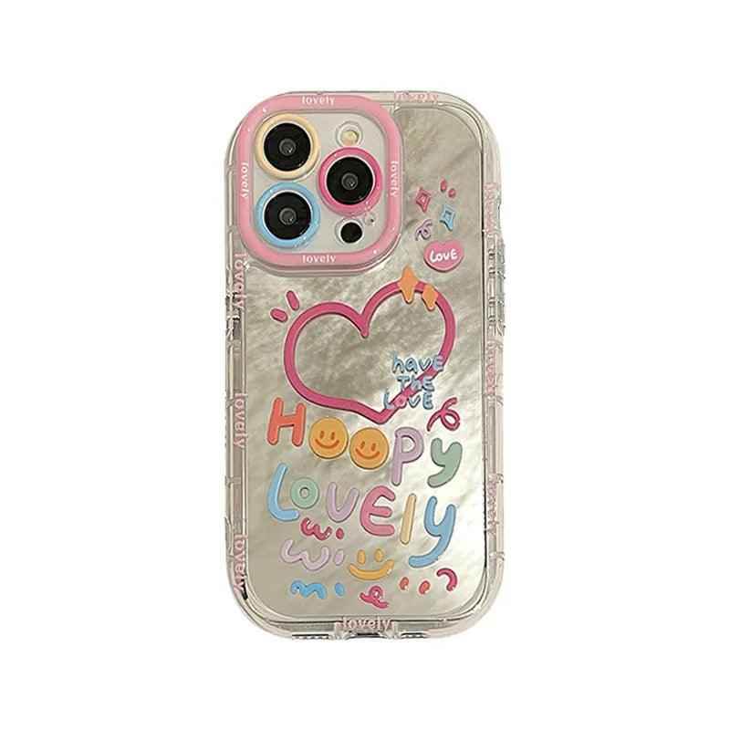 Cute Heart Mirror Phone Case for iPhone 11, 12, 13, 14, 15 Pro Max - Touchy Style .