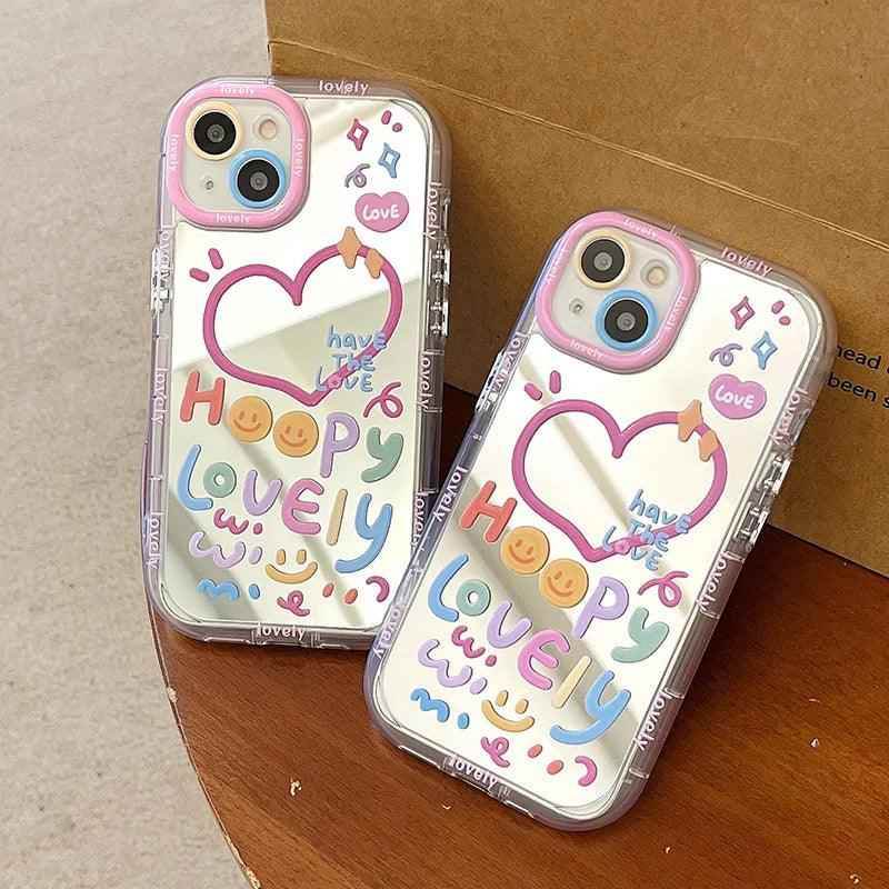 Cute Heart Mirror Phone Case for iPhone 11, 12, 13, 14, 15 Pro Max - Touchy Style