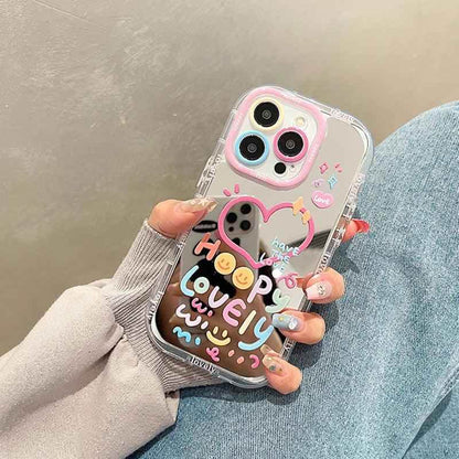 Cute Heart Mirror Phone Case for iPhone 11, 12, 13, 14, 15 Pro Max - Touchy Style .