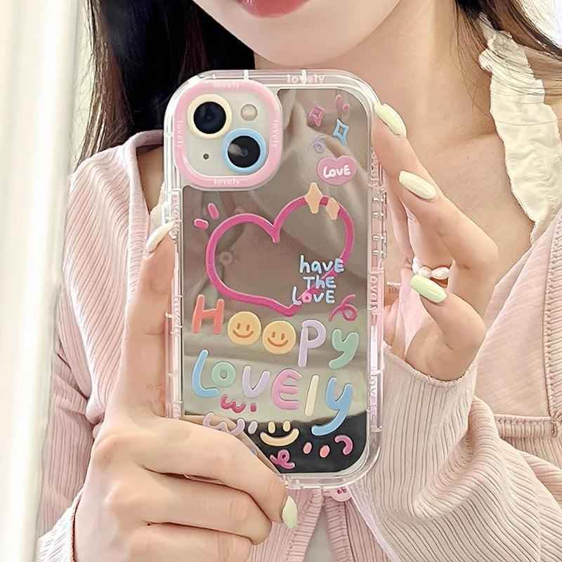 Cute Heart Mirror Phone Case for iPhone 11, 12, 13, 14, 15 Pro Max - Touchy Style .