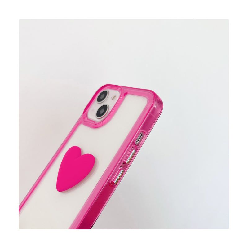 Cute Heart Splice Contrast Candy Color Phone Cases For iPhone 13 11 12 Pro X XR XS Max - Touchy Style .