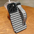 Cute Houndstooth Leather Phone Case for iPhone 14, 13, 12, 11 Pro Max, XR, X, XS, 7, 8 Plus - Touchy Style .