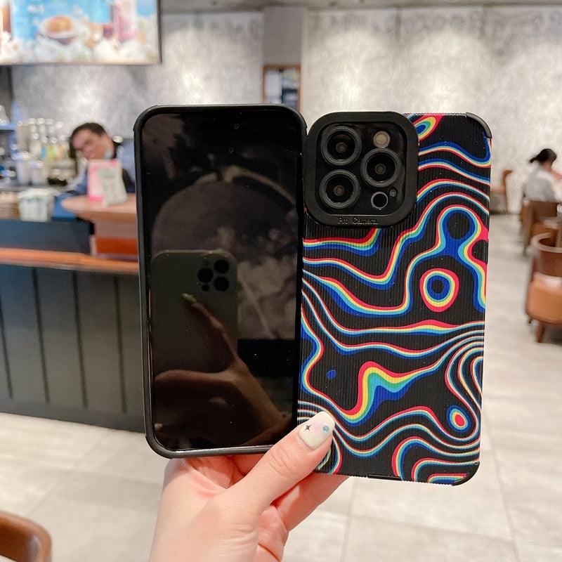 Cute Illusion Line Fashion Phone Case Cover for iPhone 7, 8 Plus, X, XR, XS Max, 11, 12, 13, 14 Pro Max, 14 Plus - Touchy Style .