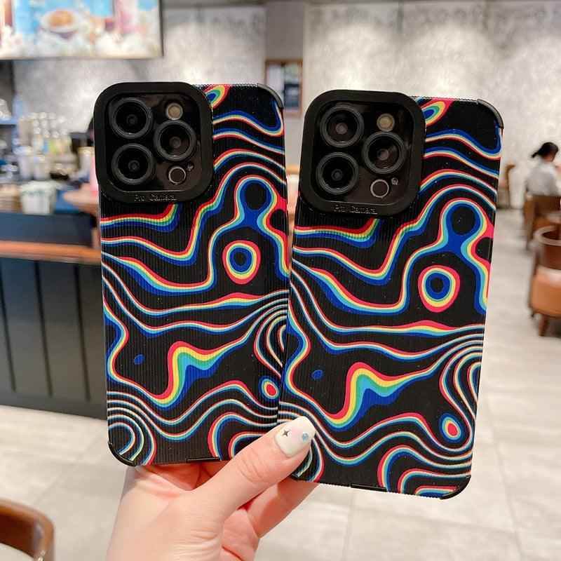 Cute Illusion Line Fashion Phone Case Cover for iPhone 7, 8 Plus, X, XR, XS Max, 11, 12, 13, 14 Pro Max, 14 Plus - Touchy Style .