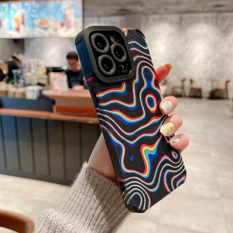 Cute Illusion Line Fashion Phone Case Cover for iPhone 7, 8 Plus, X, XR, XS Max, 11, 12, 13, 14 Pro Max, 14 Plus - Touchy Style .