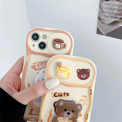 Cute Korean 3D Milk Tea Cartoon Phone Case for iPhone 11, 12, 13, 14, and 15 Pro Max - Touchy Style .