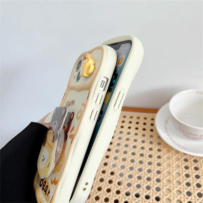 Cute Korean 3D Milk Tea Cartoon Phone Case for iPhone 11, 12, 13, 14, and 15 Pro Max - Touchy Style .