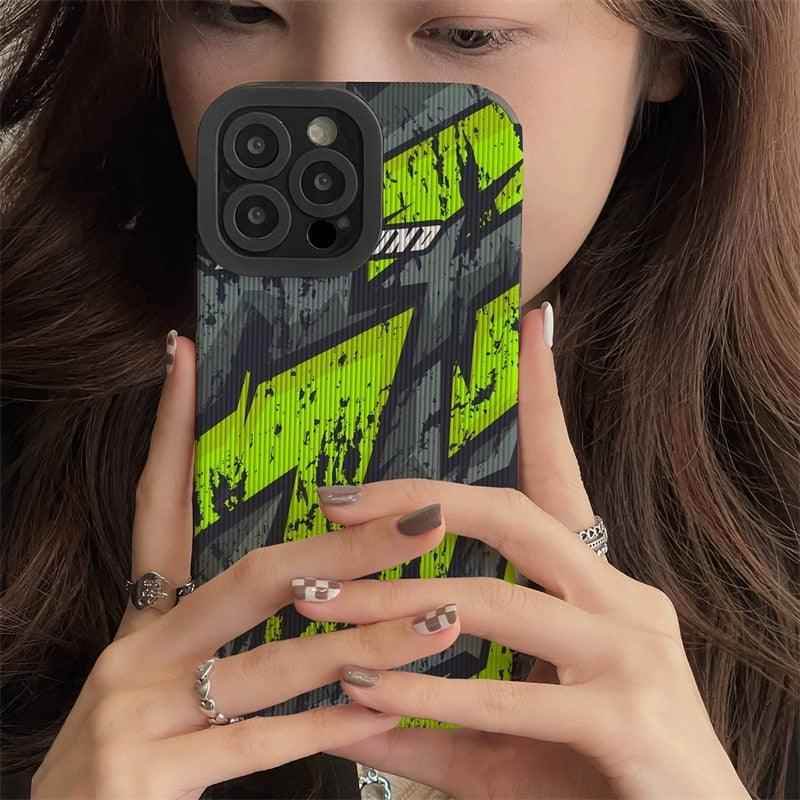 Cute Leather Graffiti Letter Phone Case for iPhone 14, 13, 12 Pro, 11, XS Max, X, XR, 8 Plus, 7, 6, and Mini - Touchy Style