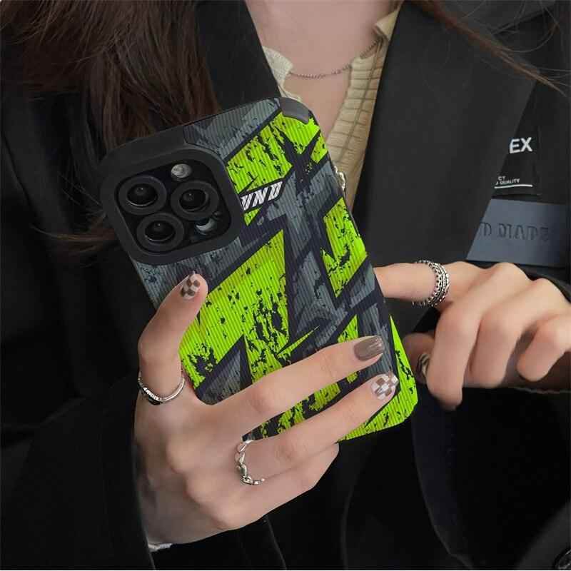 Cute Leather Graffiti Letter Phone Case for iPhone 14, 13, 12 Pro, 11, XS Max, X, XR, 8 Plus, 7, 6, and Mini - Touchy Style