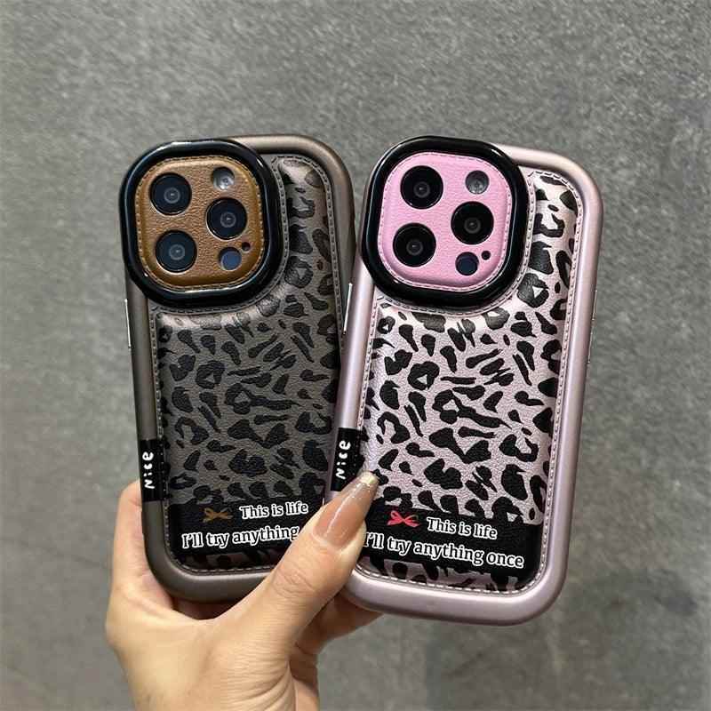 Cute Leopard Print Phone Case for iPhone 15 Pro Max, 14, 13, 12 - Touchy Style .