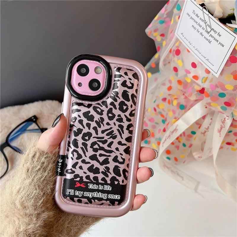 Cute Leopard Print Phone Case for iPhone 15 Pro Max, 14, 13, 12 - Touchy Style .