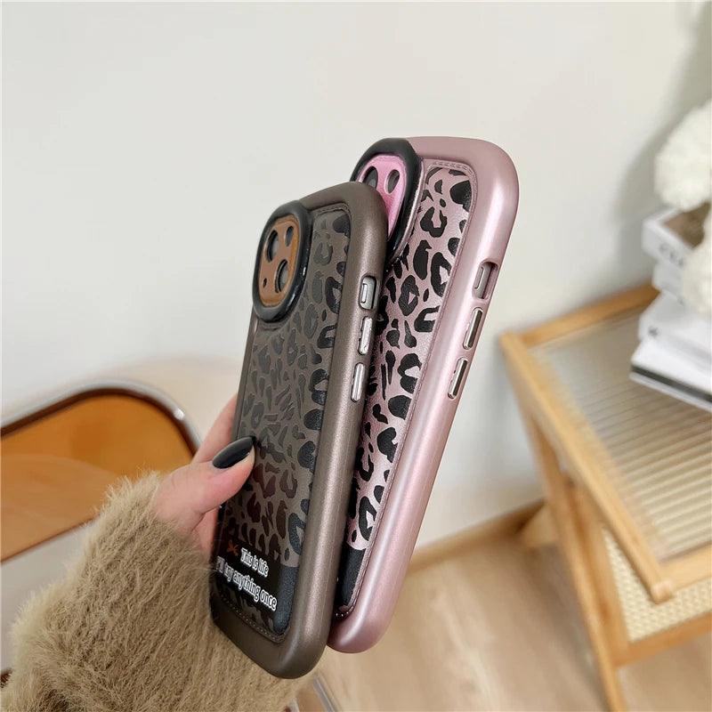 Cute Leopard Print Phone Case for iPhone 15 Pro Max, 14, 13, 12 - Touchy Style .