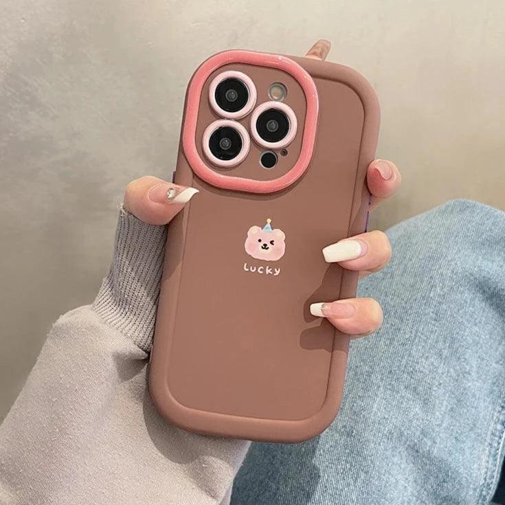 Cute Lucky Bear Candy Phone Case for iPhone 11, 12, 13, 14, 15 Pro Max - Touchy Style .