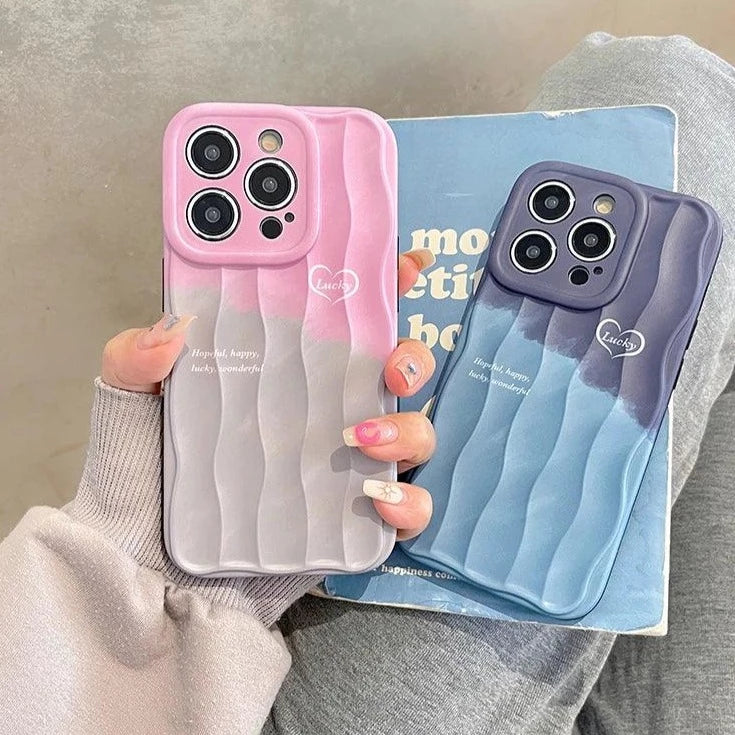 Cute Lucky Lines Heart Gradient Phone Case for iPhone 15 Pro Max, 14, 13, 11, and 12 - Touchy Style .