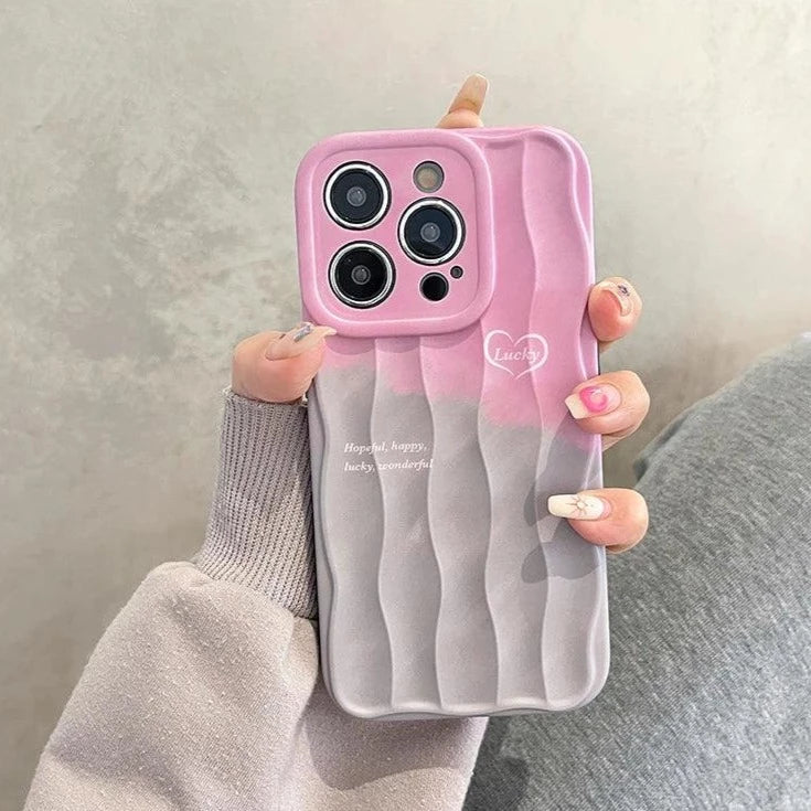 Cute Lucky Lines Heart Gradient Phone Case for iPhone 15 Pro Max, 14, 13, 11, and 12 - Touchy Style .