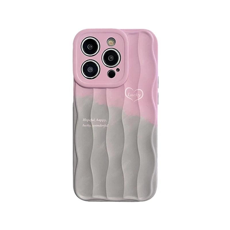 Cute Lucky Lines Heart Gradient Phone Case for iPhone 15 Pro Max