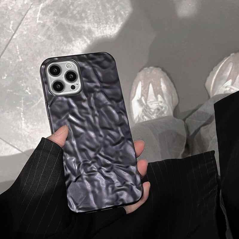 Cute Luxury Black Tin Pattern Phone Cases for iPhone 14, 13, 12 Pro Max, 11 Pro Max, X, XS Max, XR, 8 Plus, and 7 Plus - Touchy Style .