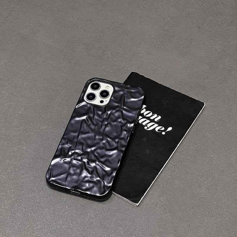 Cute Luxury Black Tin Pattern Phone Cases for iPhone 14, 13, 12 Pro Max, 11 Pro Max, X, XS Max, XR, 8 Plus, and 7 Plus - Touchy Style .