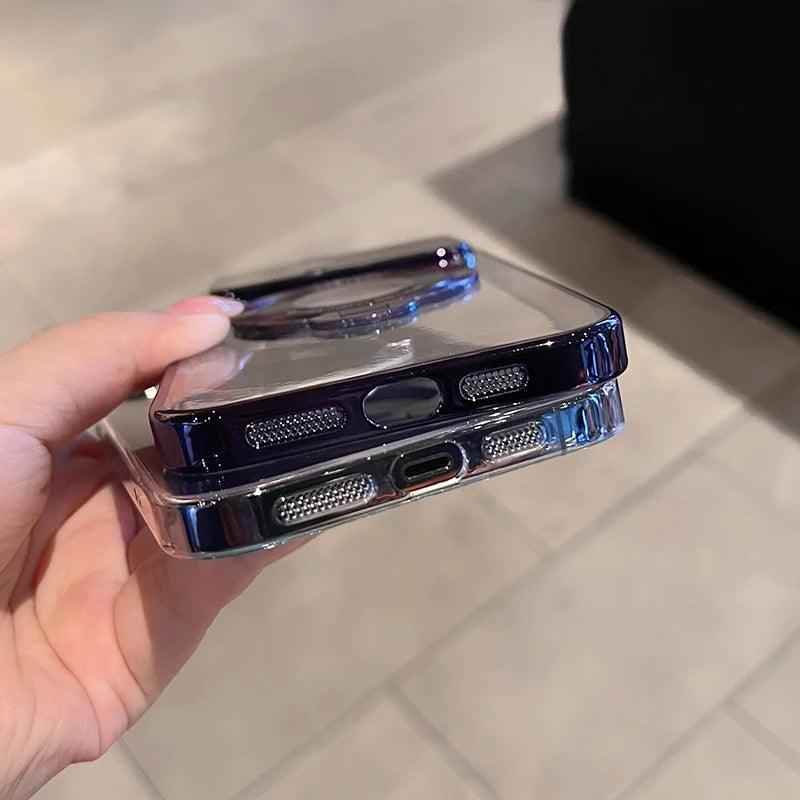 Cute Magnetic Transparent Stand Phone Case for iPhone 15, 12, 13, 14 Pro Max - Touchy Style