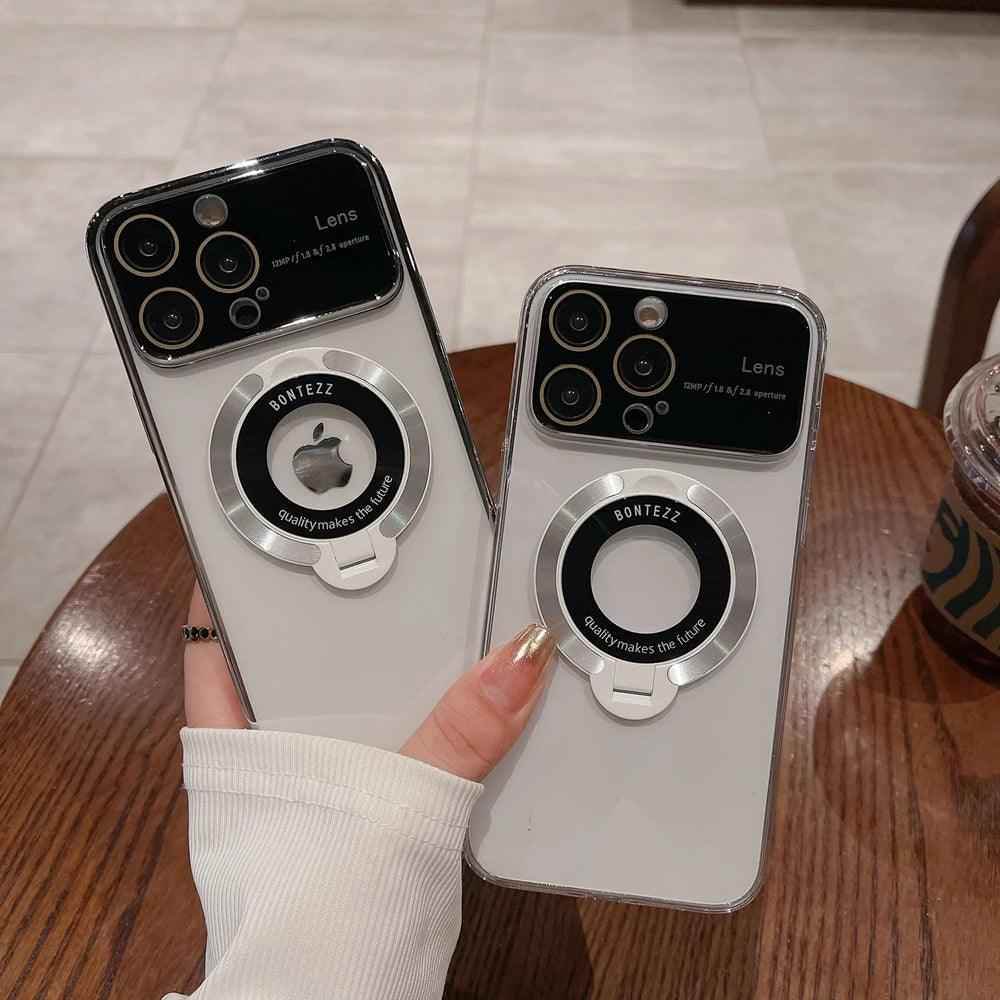 Cute Magnetic Transparent Stand Phone Case for iPhone 15, 12, 13, 14 Pro Max - Touchy Style