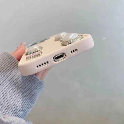 Cute Phone Case BCPC For iPhone 15, 14, 13, 12, or 11 Pro Max - 3D Pearl &amp; Heart - Touchy Style