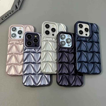 Cute Phone Case CCPC For iPhone 15, 14, 13, and 12 Pro Max - 3D Peach Heart - Soft TPU - Touchy Style