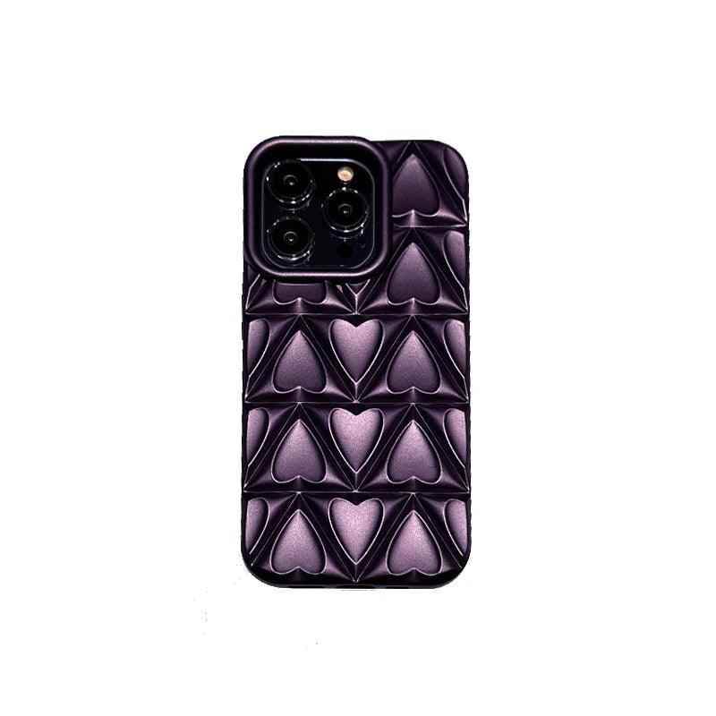 Cute Phone Case CCPC For iPhone 15, 14, 13, and 12 Pro Max - 3D Peach Heart - Soft TPU - Touchy Style