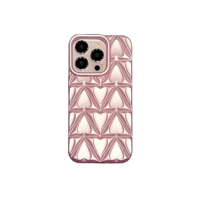 Cute Phone Case CCPC For iPhone 15, 14, 13, and 12 Pro Max - 3D Peach Heart - Soft TPU - Touchy Style .