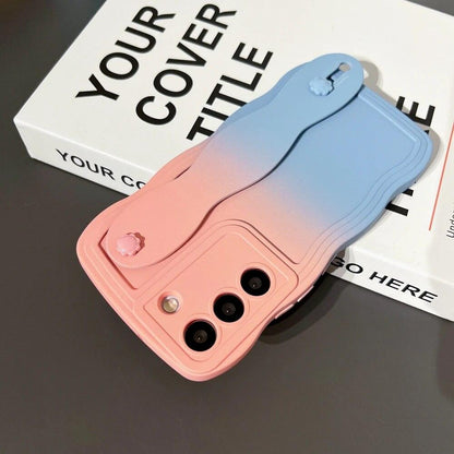 Cute Phone Case for Galaxy S20, S21, S22, S23 Ultra/Plus, and S20 FE - Gradient Big Wave Wristband - Touchy Style .