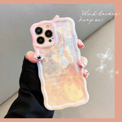 Cute Phone Case for iPhone 11 12 13 14 Pro Max: Oil Painting Gradient Butterfly Pattern - Touchy Style .