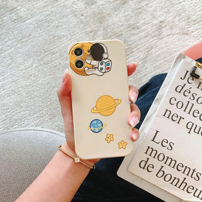 Cute Phone Case For iPhone 14 13 11 12 Pro Max XR XS Max 6s 7 8 Plus SE Astronaut Planet Cartoon Funny Soft Silicone Back Cover - Touchy Style .