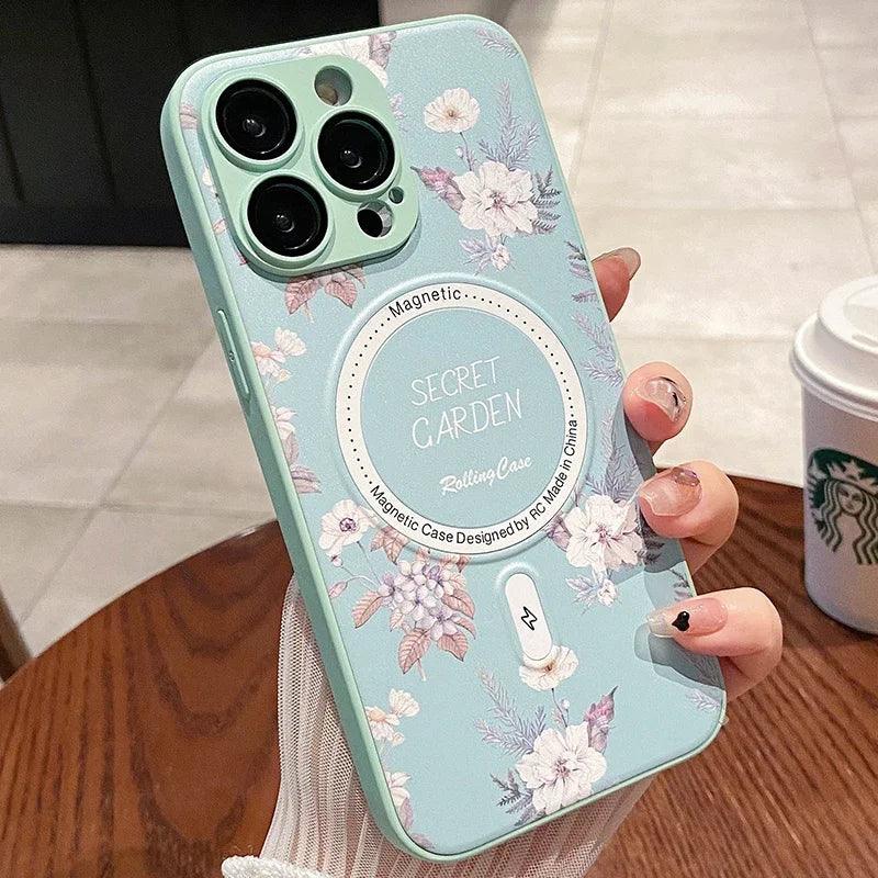Cute Phone Case for iPhone 15, 11, 12, 13, 14, Pro Max, and 14 Plus with Printing of Magnetism Blossoms - Touchy Style .