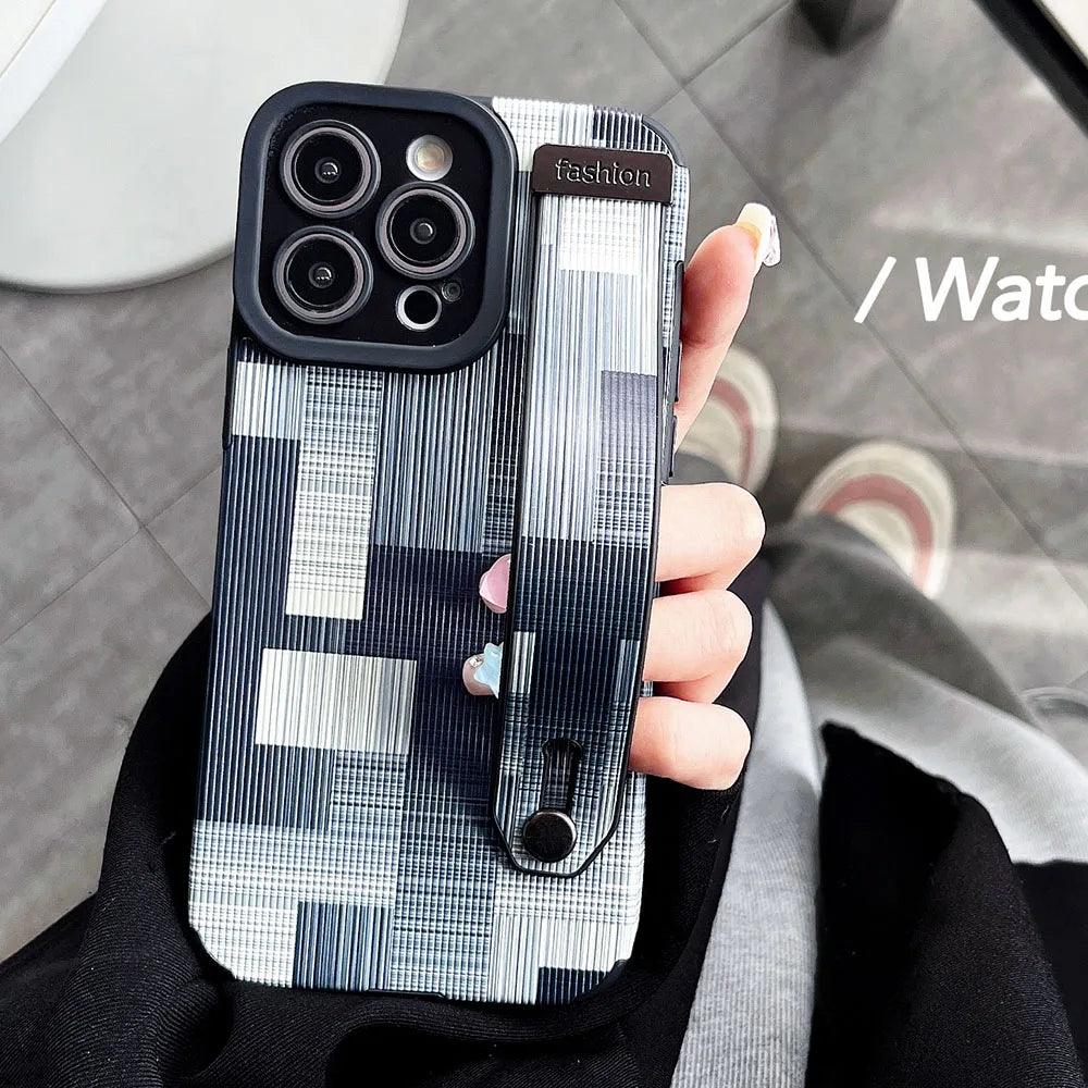 Cute Phone Case For iPhone 15, 14, 11, 12, 13 Pro Max, X and more - Gray Geometric Pattern - Touchy Style .