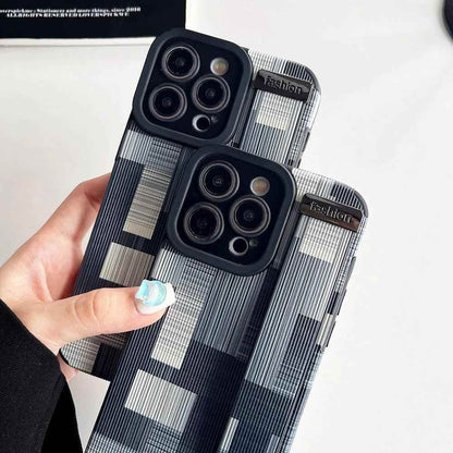 Cute Phone Case For iPhone 15, 14, 11, 12, 13 Pro Max, X and more - Gray Geometric Pattern - Touchy Style .