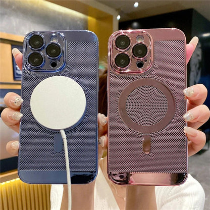 Cute Phone Case for iPhone 15, 14, 13, 12, 11 Pro Max Plus: Magnetic, Breathable, Heat Dissipation - Touchy Style .