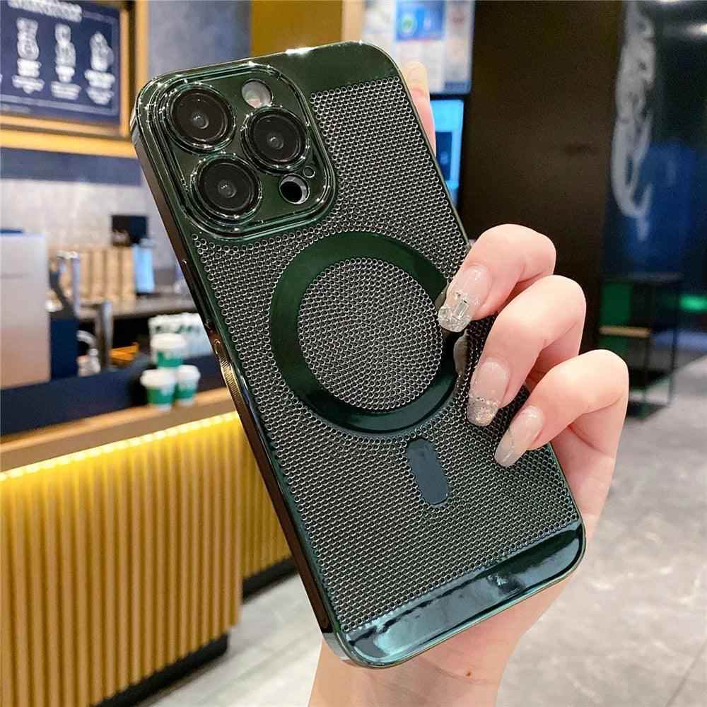 Cute Phone Case for iPhone 15, 14, 13, 12, 11 Pro Max Plus: Magnetic, Breathable, Heat Dissipation - Touchy Style .