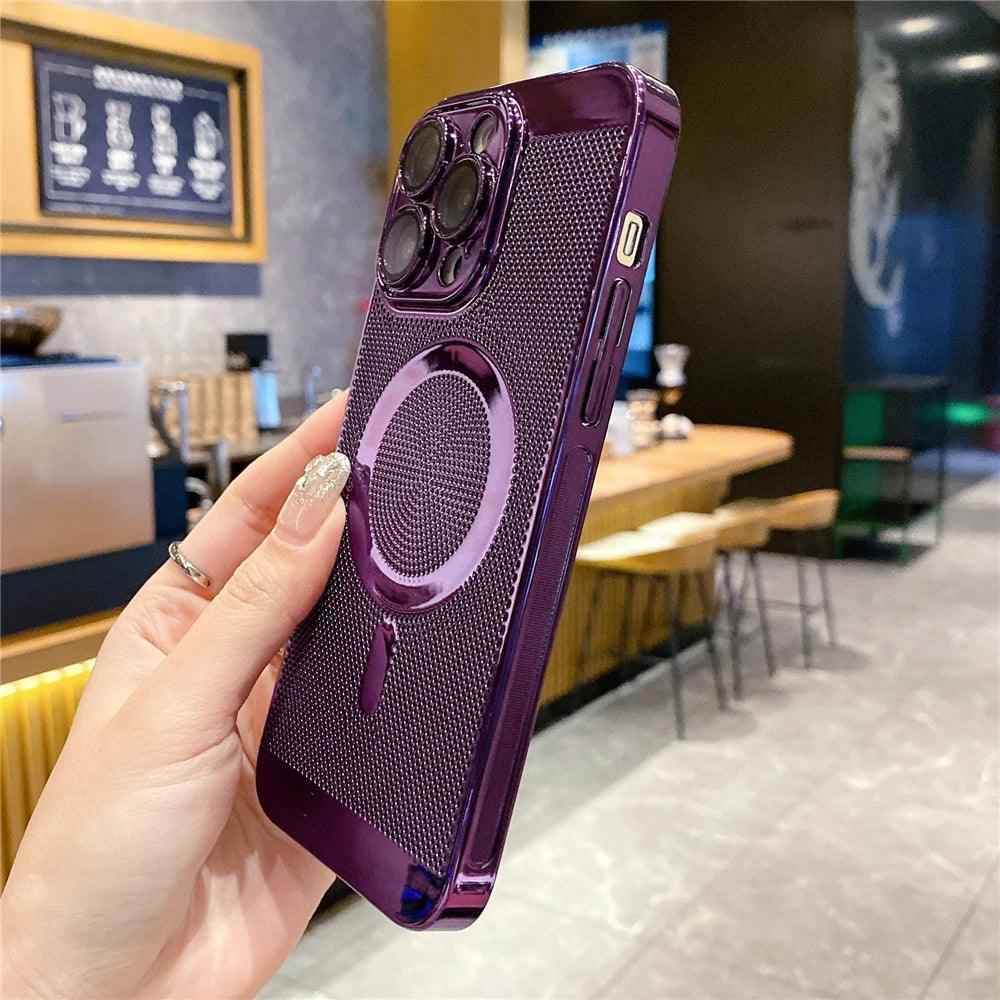 Cute Phone Case for iPhone 15, 14, 13, 12, 11 Pro Max Plus: Magnetic, Breathable, Heat Dissipation - Touchy Style .