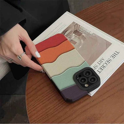 Cute Phone Case with Fresh Color Spliced Wavy Pattern for iPhone 14, 13, 12, 11 Pro, XS Max, X, XR, 7, 8 Plus - Touchy Style